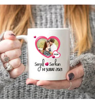 Sevgililere Özel Resimli Kupa Bardak (Beyaz)