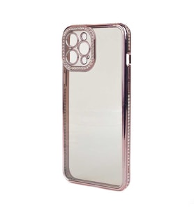 Apple iPhone 13 Pro Kılıf Kamera Korumalı Taşlı Zore Mina Kılıf (Rose)