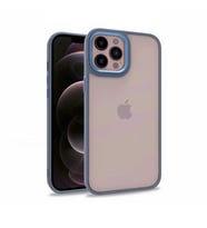 Apple iPhone 12 Pro Max Kılıf Zore Flora Buton, Kenar Çevresi Renkli Kılıf (Buz Mavisi)