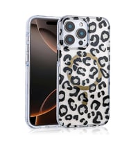 iPhone 14 Pro Max Kılıf Magsafe Şarj Özellikli Leopar Desenli Jago Kılıf (Siyah)