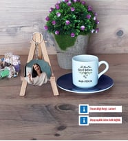 Yılbaşı Hediyesi Türk Kahvesi Fincanı Ahşap Altlıklı ve Fotoğraflı Ahşap Anahtarlık Hediye (Model 4)