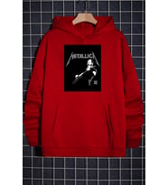 Unisex Metalica Baskılı Oversize Sweatshirt (Kırmızı)
