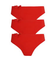 3lü Kadın Bikini Külot Pamuklu Renkli Ekonomik Rahat (Kırmızı)