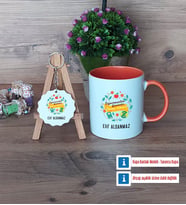 Öğretmenler Günü Hediyesi Kupa Bardak Kırmızı ve Ahşap Anahtarlık Hediye (Model 12)
