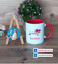 Estetisyen Kupa Bardak Beyaz ve Fotoğraflı Ahşap Anahtarlık Hediye (Model 2)