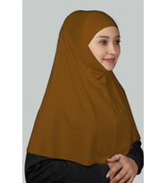 Hazır Türban Peçeli Pratik Eşarp Tesettür Nikaplı Hijab - Namaz Örtüsü Sufle (XL) (Taba)