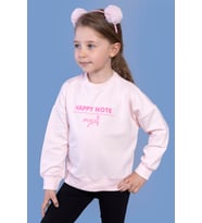 Toontoy Kız Çocuk Sırtı Baskılı Sweatshirt (Pudra)