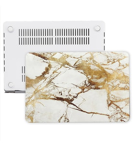 MacBook Pro Kılıf HardCase A1706-08 1989 2159 2251-89 2338 Uyumlu Kılıf Mermer (Altın-Beyaz)