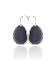 Kadir Jewellery Gümüş Kaplama Fosil Taşlı Küpe -El İşçiliği Ve Hipoalerjenik Küpe (Mor)