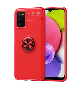 Galaxy A03s Kılıf Zore Ravel Yüzüklü Silikon Kılıf (Kırmızı)