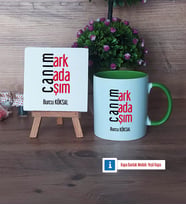 Arkadaşa Hediye Dekoratif Taş, Kupa Bardak Kırmızı Hediye (Model 13)