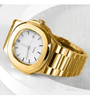 Markasepeti Lüks Patek Tasarım Erkek Kol Saati (Altın-Beyaz)