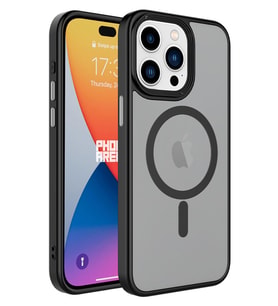 Apple iPhone 15 Pro Max Kılıf Mat Arka Yüzey Wireless Şarj Özellikli Flet Magsafe Kılıf (Siyah)