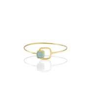 Kadir Jewellery 22 Ayar Altın Kaplama El İşçiliği Zirkon Taşlı Kadın Kelepçe Bilezik (Açık Mavi)