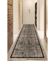 Dijital Baskılı Kaymaz Taban Yıkanabilir Modern Yolluk Ve Koridor Halısı NDU-SD-1092 (Kahverengi)