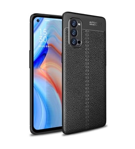 Oppo Reno 4 Pro Kılıf Zore Niss Deri Desenli Silikon Kılıf (Siyah)