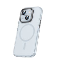iPhone 15 Kılıf Airbagli Magsafe Wireless Şarj Özellikli Klaptika Kılıf (Açık Mavi)