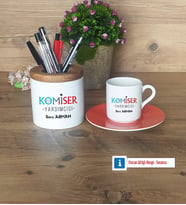 Komiser Yardımcısı Hediyeleri Türk Kahvesi Fincanı Kırmızı, Kalemlik Kişiye Özel Hediye (Model 6)