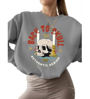 kadın Kafatasına dönüş - otantik tasarım Baskılı unisex Sweatshirt Bej Sweatshirt 3 iplik şardonlu (Gri)