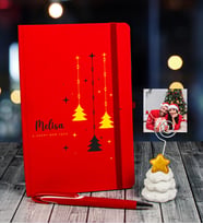 eJOYA Yeni Yıla Özel Defter Kalem Ve Fotoğraflı Çam Ağacı Notluk Hediye Seti 91082 (Kırmızı)