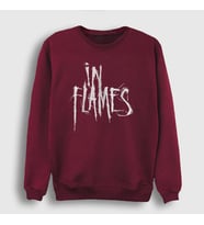 Presmono Unisex Beyaz Logo In Flames Sweatshirt 84258tt (Bordo)