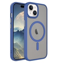 Apple iPhone 15 Kılıf Mat Arka Yüzey Wireless Şarj Özellikli Flet Magsafe Kılıf (Mavi)