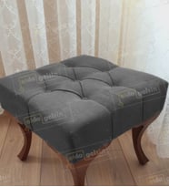 Kapitoneli Makyaj Pufu Ayak Ucu Puf Ceviz Ayak (45*45) (Antrasit)