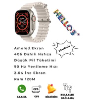 Hello Watch 3+ Plus 4gb Hafızalı Amoled Ekranlı 3 Kordonlu Aksesuar Bağlantılı Yeni Nesil Akıllı Saat Kordon Hediyeli (Gümüş)