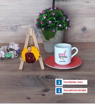 Drama Öğretmeni Türk Kahvesi Fincanı Ahşap Altlıklı ve Fotoğraflı Ahşap Anahtarlık Hediye (Model 8)