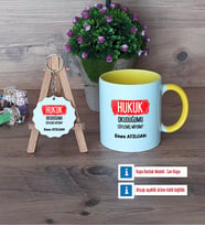 Hukuk Okuduğumu Söylemiş Miydim Kupa Bardak Kırmızı ve Ahşap Anahtarlık Hediye (Model 6)