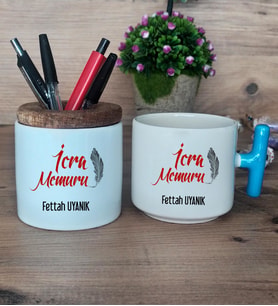 İcra Memuru Hediye Sepeti Kupa Bardak T Kulplu, Kalemlik Hediyeleri İcra Memuruna Memura Hediye (Model 3)