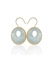 Kadir Jewellery 22 Ayar Altın Kaplama Kadın Taşlı Küpe -El İşçiliği Ve Hipoalerjenik Küpe (Açık Mavi)