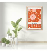 Tekli Ahşap Lamine Çerçeveli Mdf Tablo Fleurs Kırmızı Çiçekler (Ahşap)
