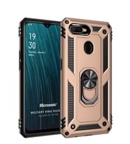 Microsonic Oppo F9 / F9 Pro Kılıf Military Ring Holder (Gold)