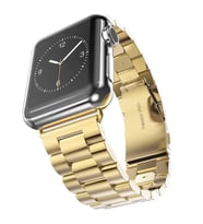 Apple Watch 10/11 42mm-38/40/41mm Kordon Klipsli Metal Kordon 04-A 2/3/4/5/6/se/ (Gold)