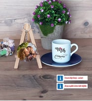 Eşe Hediye Mrs Türk Kahvesi Fincanı Ahşap Altlıklı ve Fotoğraflı Ahşap Anahtarlık Hediye Yıl Dönümü Hediyesi (Model 4)