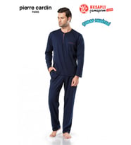 Pierre Cardin Premium Seri Erkek Rahat Kesim Uzun Kol %100 Pamuk Penye Kutulu Çeyiz/Gündelik Pijama Takım