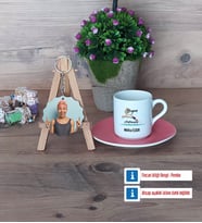 Kadın Yüzme Antrenörü Türk Kahvesi Fincanı Ahşap Altlıklı ve Fotoğraflı Ahşap Anahtarlık Hediye (Model 6)