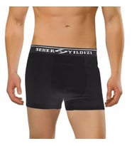 6 Adet Seher 060 Likralı Erkek Boxer  Külot (Siyah)