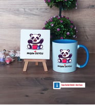 Sevimli Panda Dekoratif Taş, Kupa Bardak Kırmızı Hediye (Model 3)