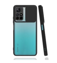 Xiaomi Poco M4 Pro 5G Kılıf Lensi Sürgülü Kamera Koruyucu Kılıf (Siyah)
