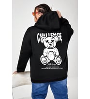 Challange Bear Baskılı Oversize Sweatshirt (Siyah)