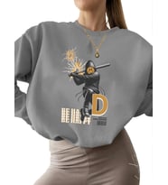 Sweatshirt kalın 3 iplik şardonlu Bej unisex Üzüntünüzü yok edin Baskılı kadın bisiklet yaka erkek (Gri)