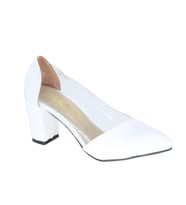 Trendyshose 03346 Kadın Kalın  Topuk  7CM Rahat Ayakkabı (Beyaz)