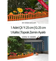 Dekoratif Plastik Bahçe Çiti ve Peyzaj Çiti 1 ADET ÇİT (Y: 25 CM / G: 25 CM) TOPRAK AYAKLI (Turuncu)