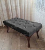 Kapitoneli Ayak Ucu Kapı Önü Antre Bench Puf Ceviz Ayak (90*45) (Antrasit)