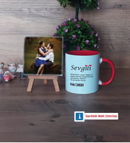 Sevgiliye Hediye Fotoğraflı Dekoratif Taş, Kupa Bardak Beyaz Hediye (Model 2)