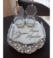 Mesmerize Gümüş Söz Nişan Tepsisi (Beyaz)