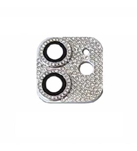 Uyumlu Model Apple iPhone 12 Mini Full Taşlı Kamera Lens Koruyucu Çerçeveli Koruyucu CL-08 (Gümüş)