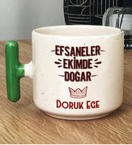 Kişiye Özel Efsaneler Ekimde Doğar Hediye T Kupa Bardak Doğum Günü Hediyesi (Yeşil)